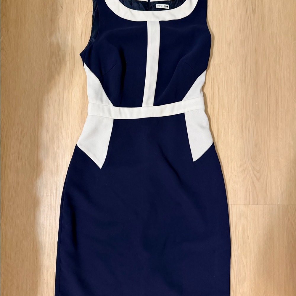 Elegant Navy and White Midi Dress